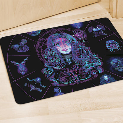 Aquarius And Astrological Signs Print Polyester Doormat