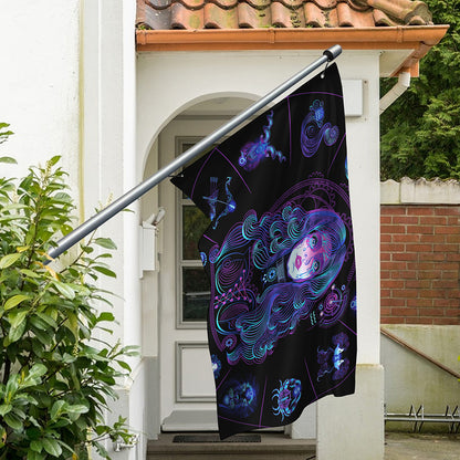 Aquarius And Astrological Signs Print Polyester Flag