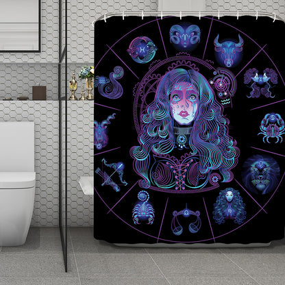Aquarius And Astrological Signs Print Polyester Shower Curtain