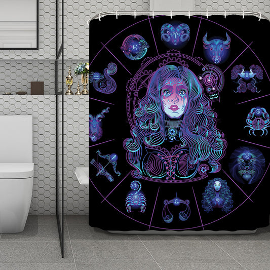Aquarius And Astrological Signs Print Polyester Shower Curtain