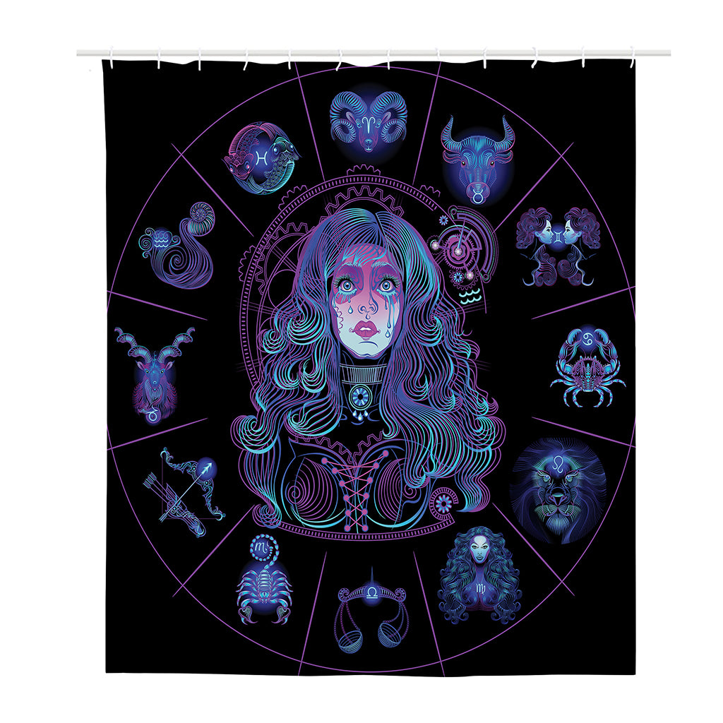 Aquarius And Astrological Signs Print Polyester Shower Curtain
