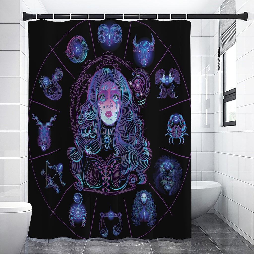 Aquarius And Astrological Signs Print Premium Shower Curtain