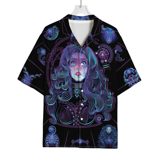Aquarius And Astrological Signs Print Rayon Hawaiian Shirt
