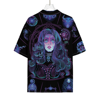 Aquarius And Astrological Signs Print Rayon Hawaiian Shirt