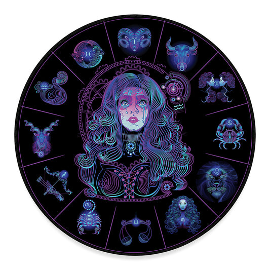 Aquarius And Astrological Signs Print Round Floor Mat