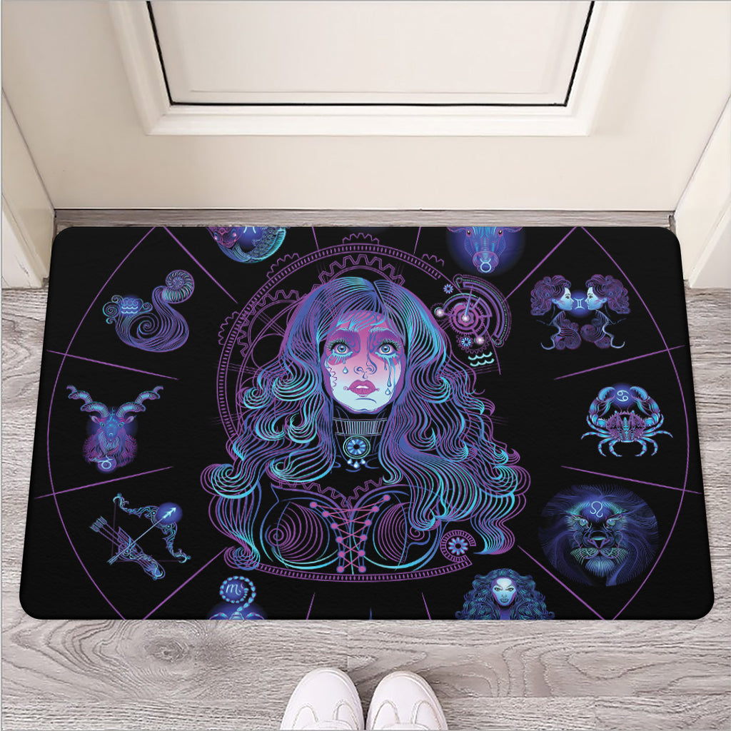 Aquarius And Astrological Signs Print Rubber Doormat