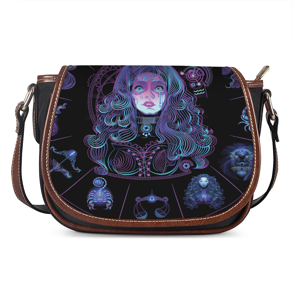Aquarius And Astrological Signs Print Saddle Bag