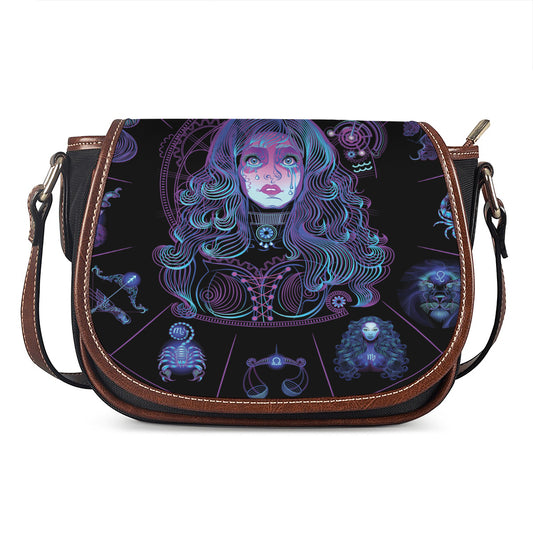 Aquarius And Astrological Signs Print Saddle Bag