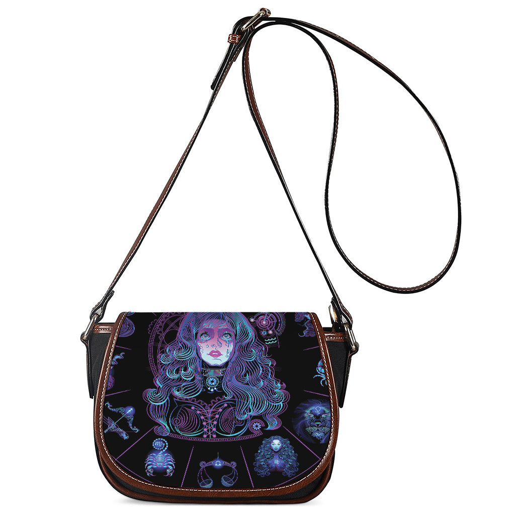Aquarius And Astrological Signs Print Saddle Bag