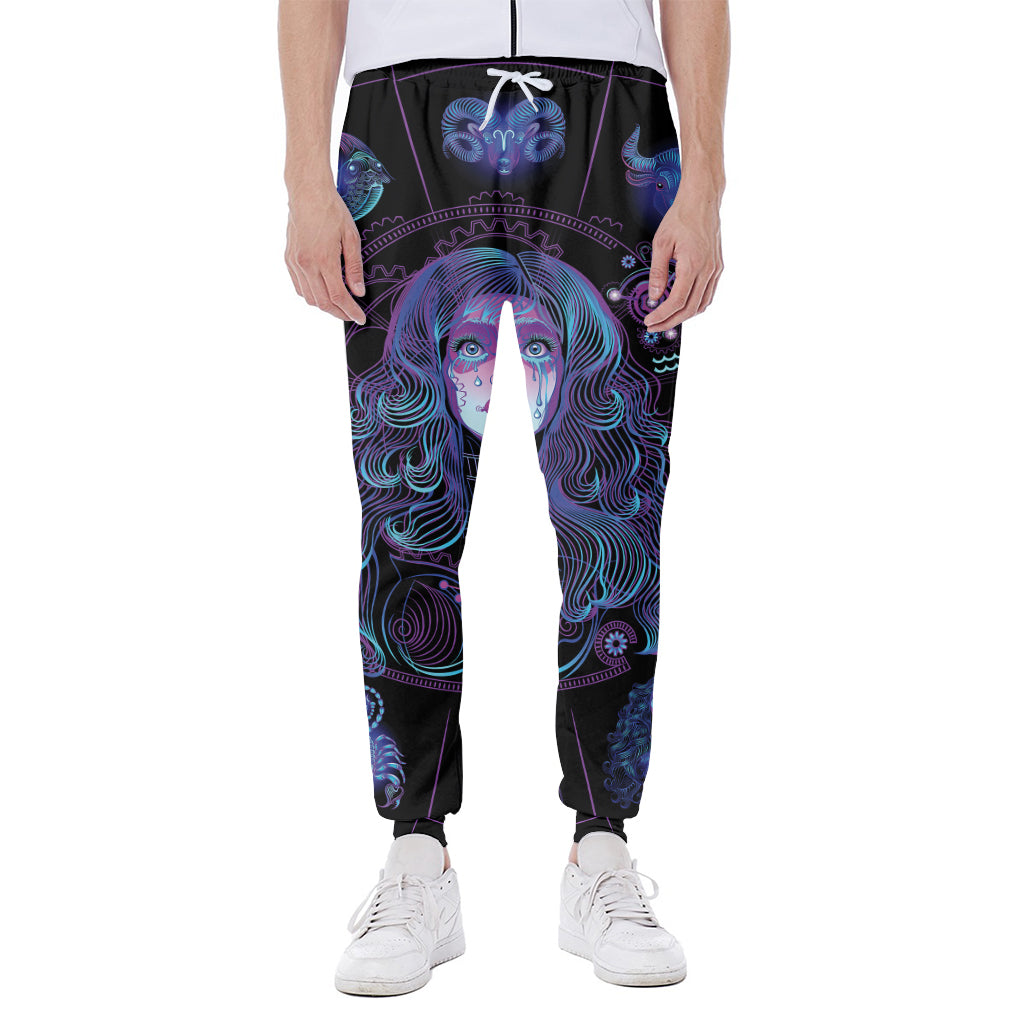 Aquarius And Astrological Signs Print Scuba Joggers