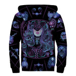 Aquarius And Astrological Signs Print Sherpa Lined Zip Up Hoodie