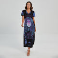 Aquarius And Astrological Signs Print Short Sleeve Maxi Dress