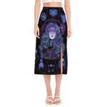 Aquarius And Astrological Signs Print Side Slit Midi Skirt