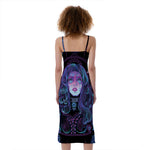 Aquarius And Astrological Signs Print Slim Fit Midi Cami Dress