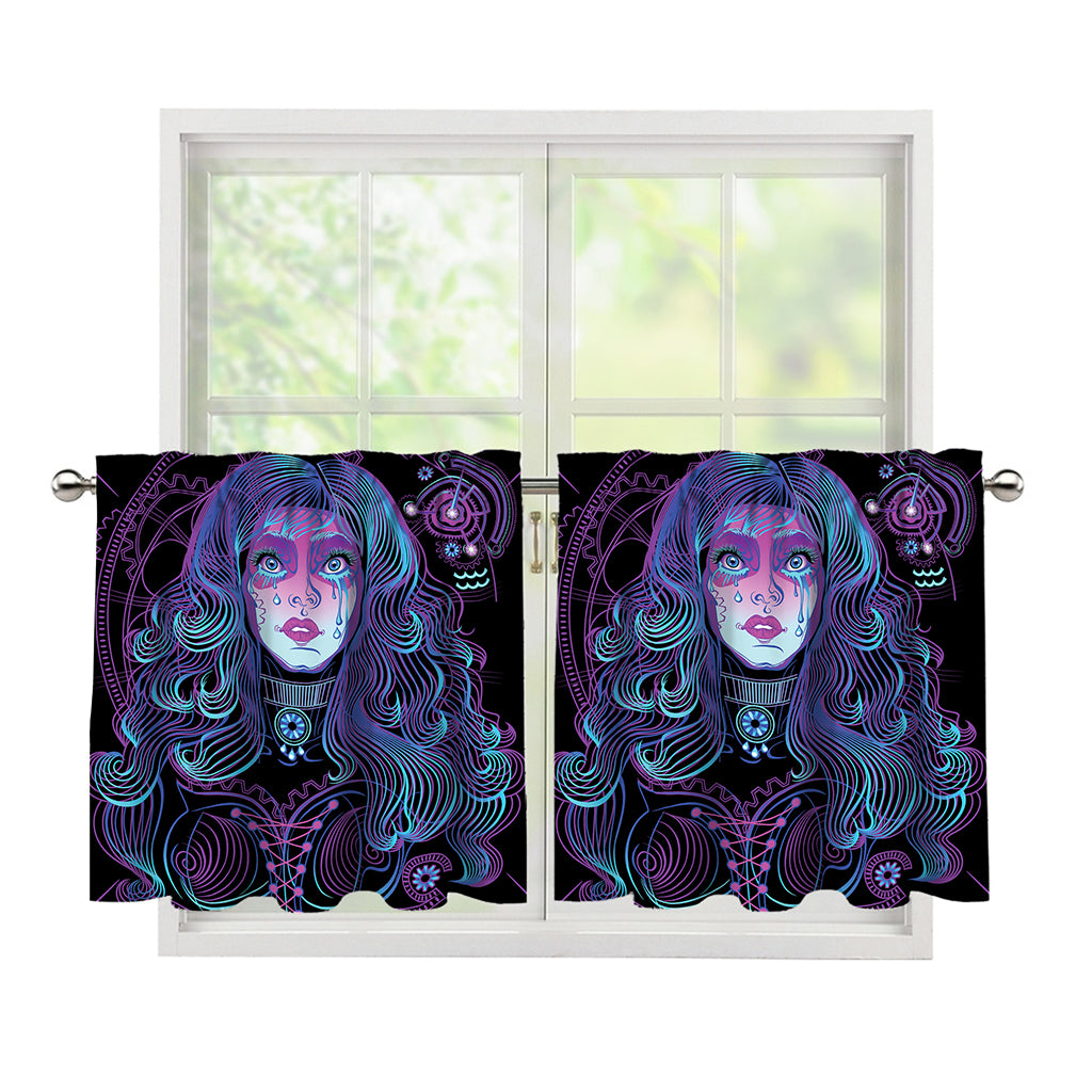 Aquarius And Astrological Signs Print Tier Curtains