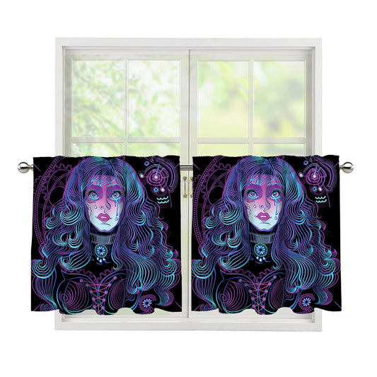 Aquarius And Astrological Signs Print Tier Curtains