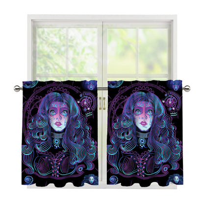 Aquarius And Astrological Signs Print Tier Curtains