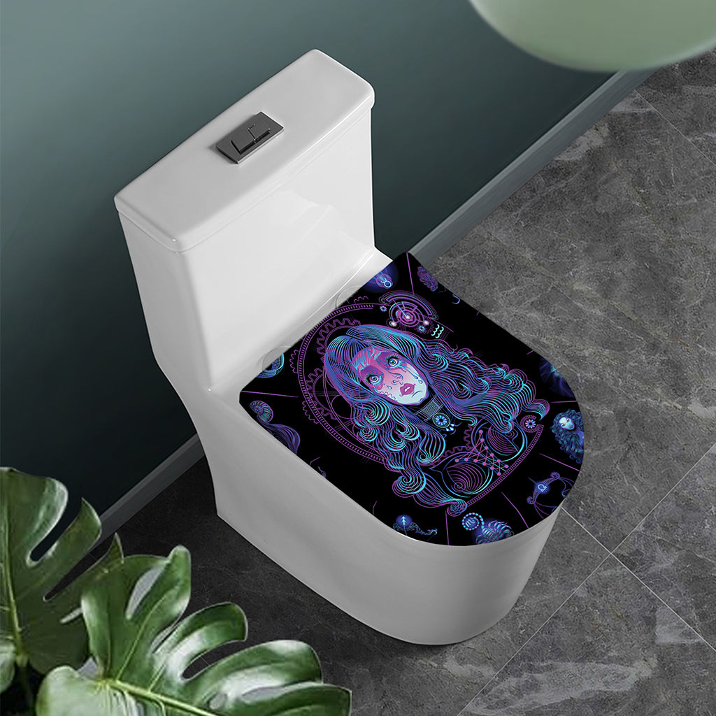 Aquarius And Astrological Signs Print Toilet Lid Cover