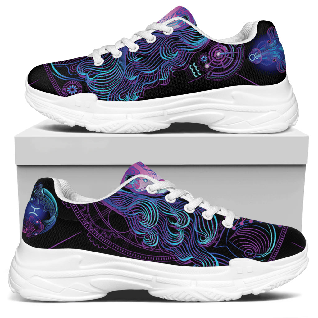 Aquarius And Astrological Signs Print White Chunky Shoes