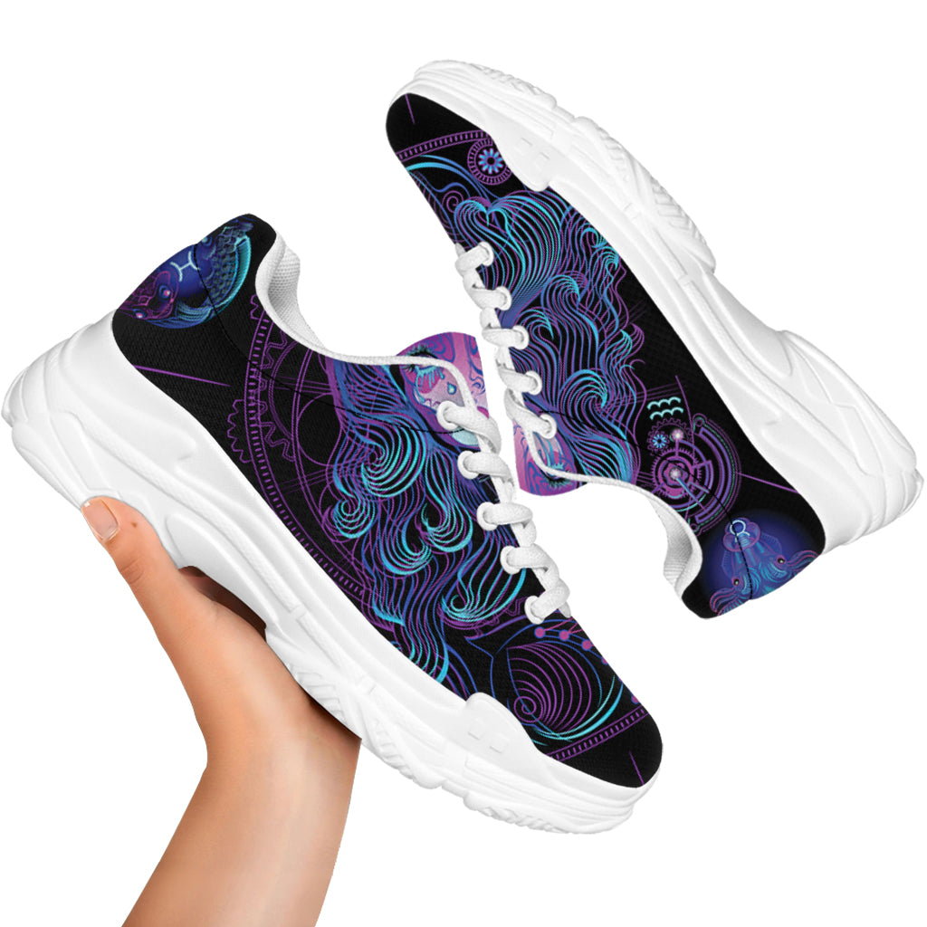 Aquarius And Astrological Signs Print White Chunky Shoes