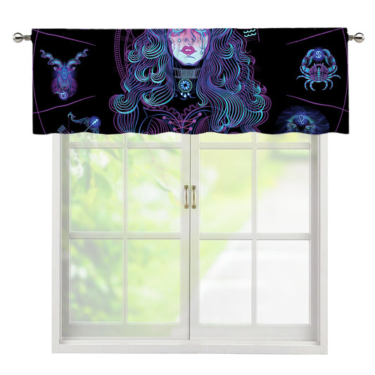 Aquarius And Astrological Signs Print Window Valance