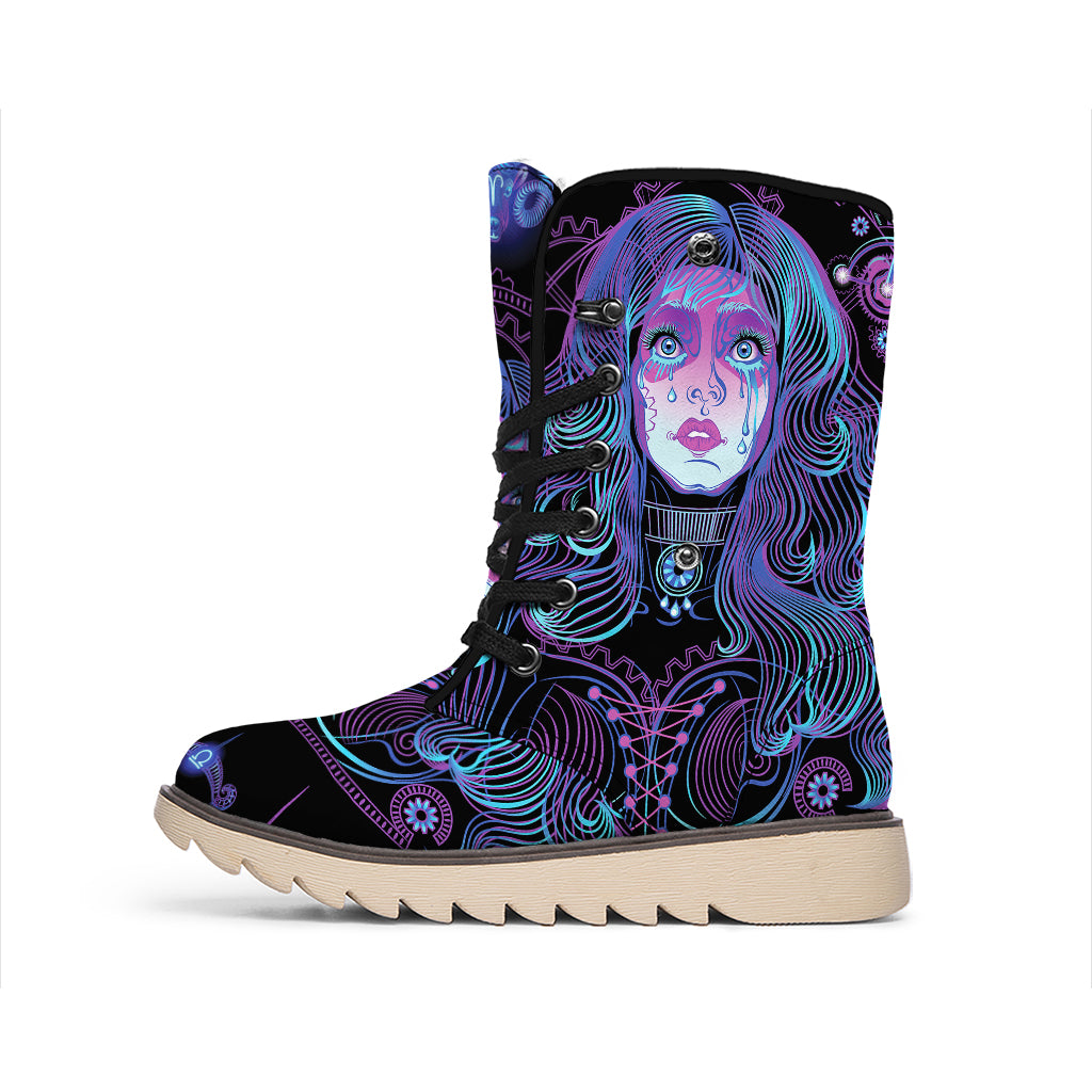 Aquarius And Astrological Signs Print Winter Boots