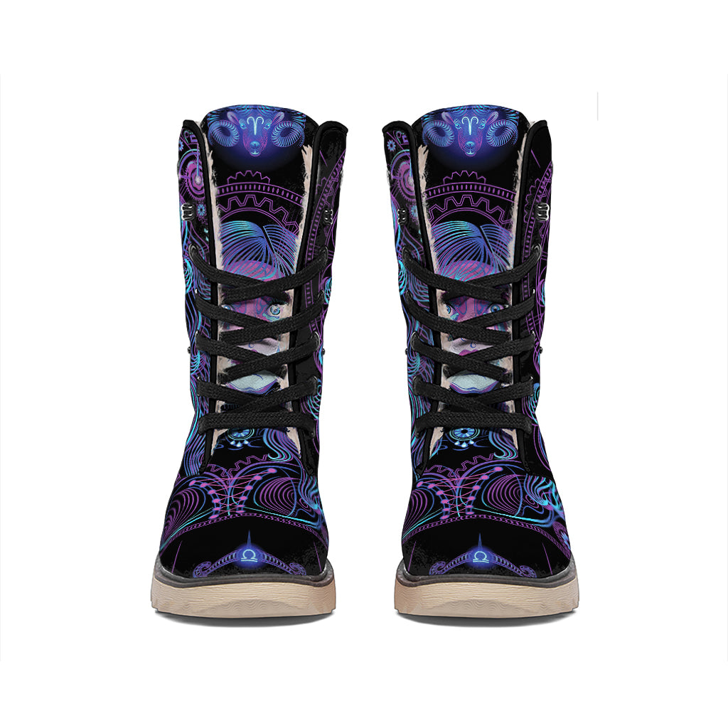 Aquarius And Astrological Signs Print Winter Boots