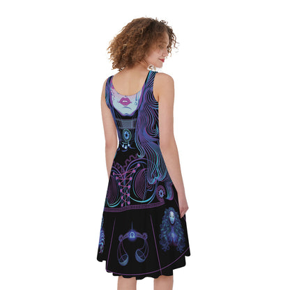 Aquarius And Astrological Signs Print Women's Sleeveless Dress