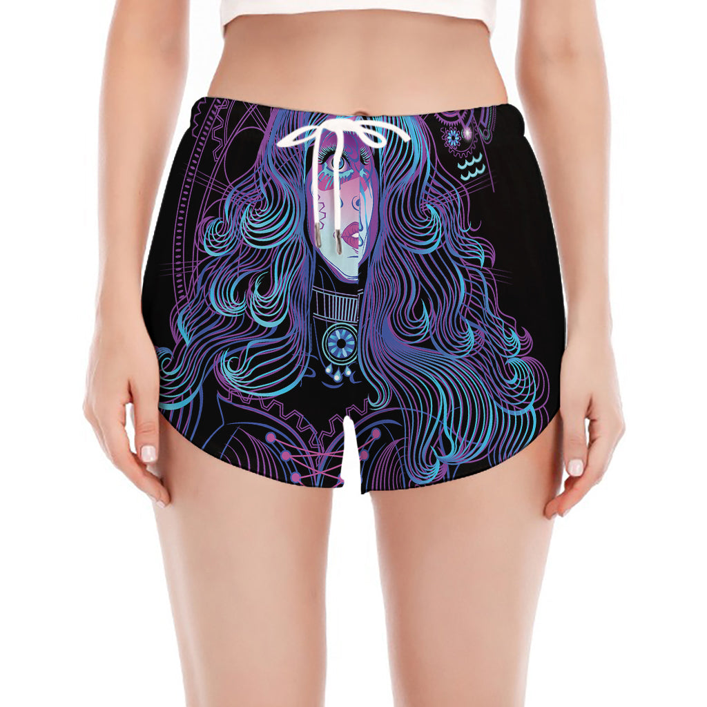 Aquarius And Astrological Signs Print Women's Split Running Shorts