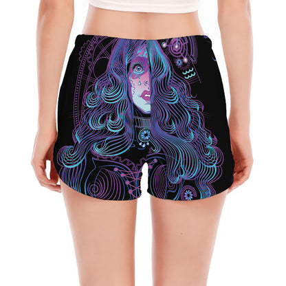Aquarius And Astrological Signs Print Women's Split Running Shorts