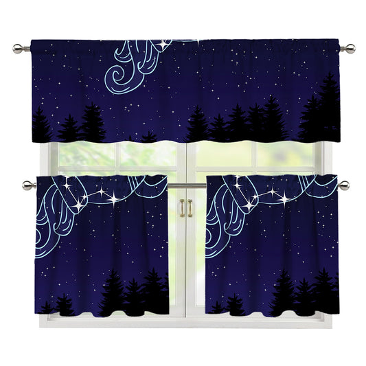 Aquarius Constellation Print 3 Piece Kitchen Curtains