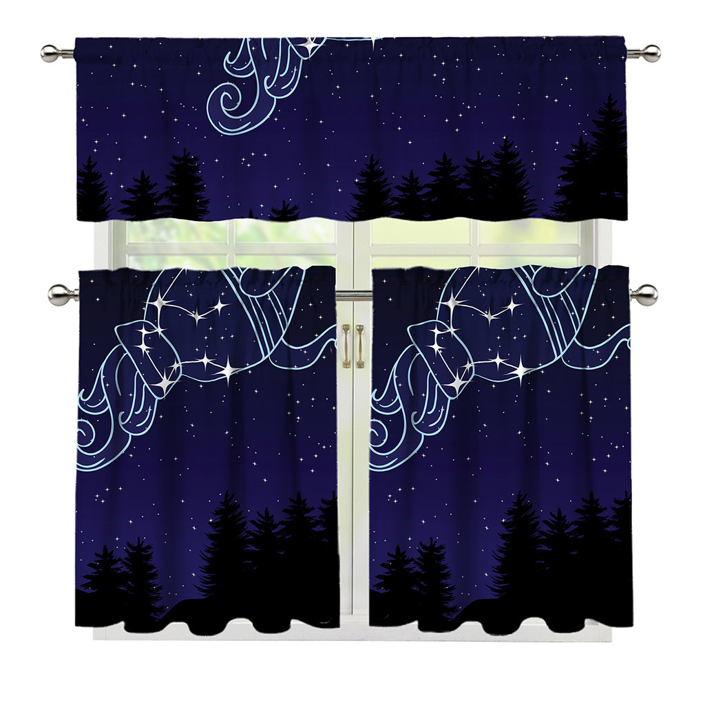 Aquarius Constellation Print 3 Piece Kitchen Curtains
