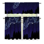Aquarius Constellation Print 3 Piece Kitchen Curtains