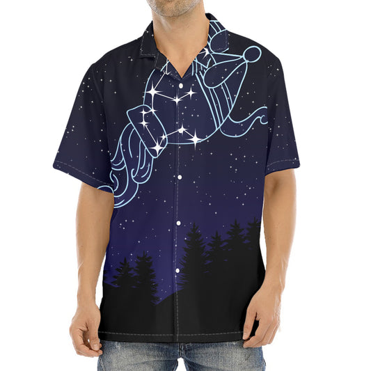 Aquarius Constellation Print Aloha Shirt