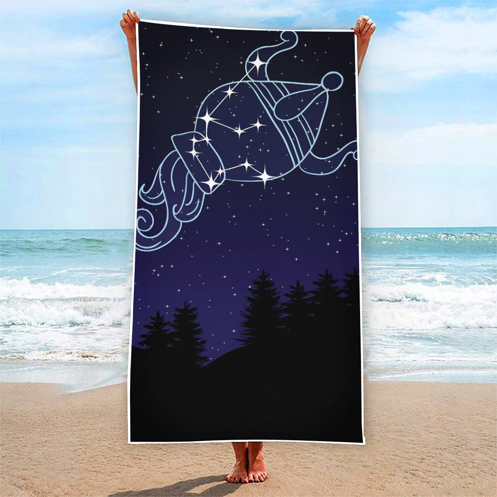 Aquarius Constellation Print Beach Towel