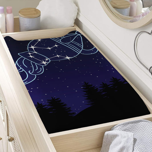 Aquarius Constellation Print Changing Pad Cover