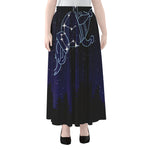 Aquarius Constellation Print Chiffon Maxi Skirt