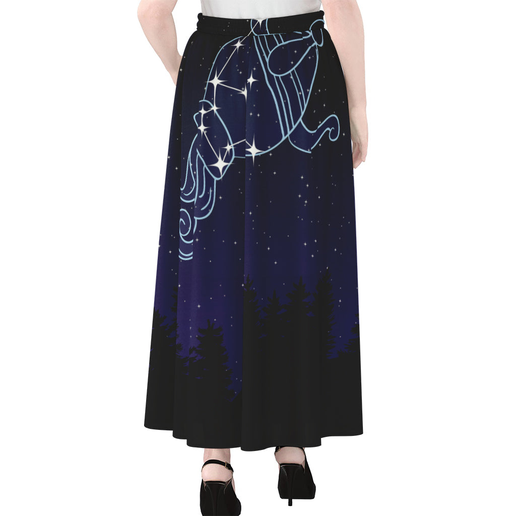 Aquarius Constellation Print Chiffon Maxi Skirt