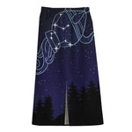 Aquarius Constellation Print Cotton Front Slit Maxi Skirt