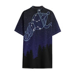 Aquarius Constellation Print Cotton Hawaiian Shirt