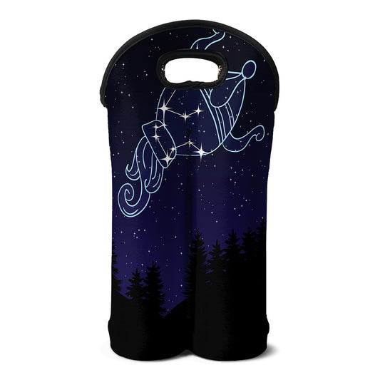 Aquarius Constellation Print Double Neoprene Wine Tote
