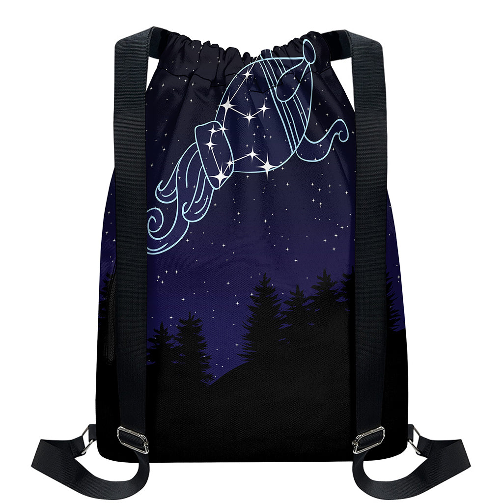Aquarius Constellation Print Drawstring Backpack