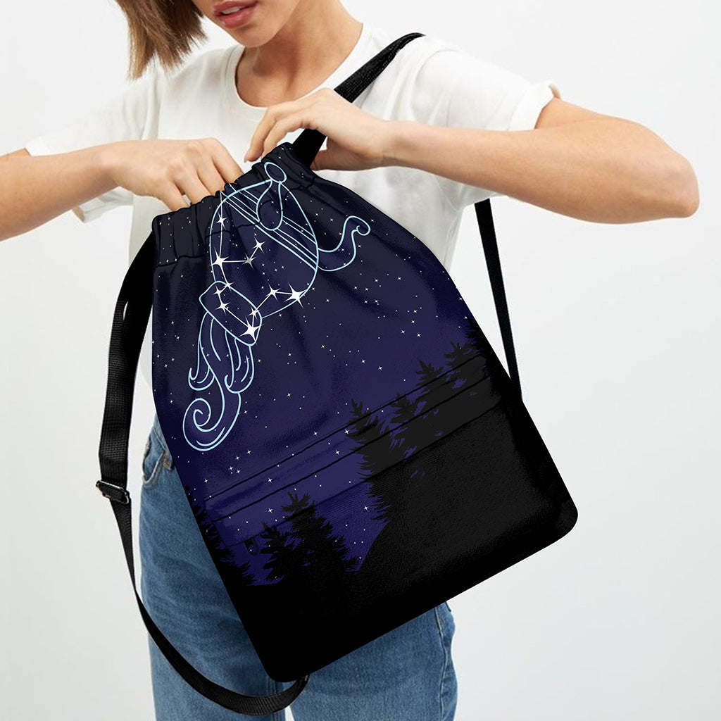 Aquarius Constellation Print Drawstring Backpack