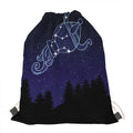 Aquarius Constellation Print Drawstring Bag