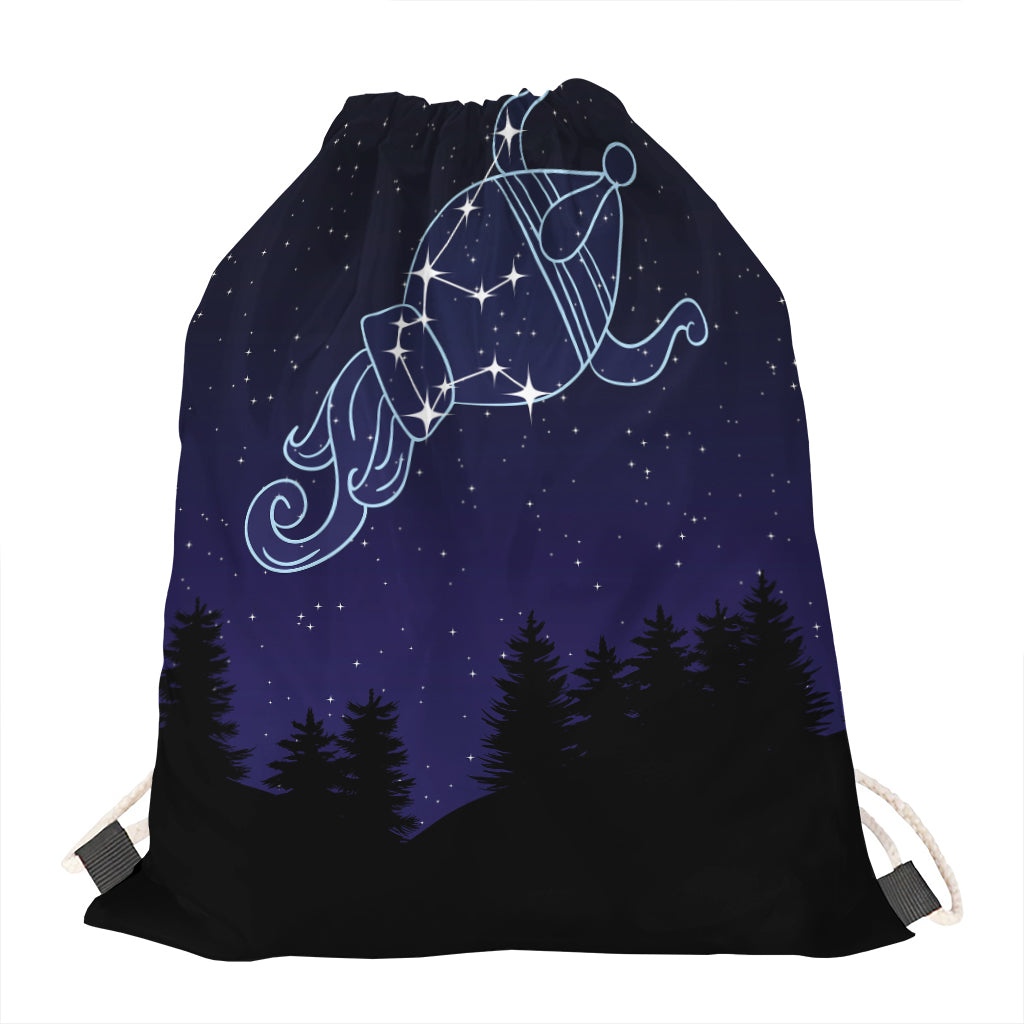 Aquarius Constellation Print Drawstring Bag
