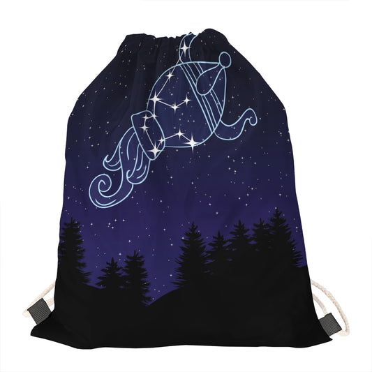 Aquarius Constellation Print Drawstring Bag