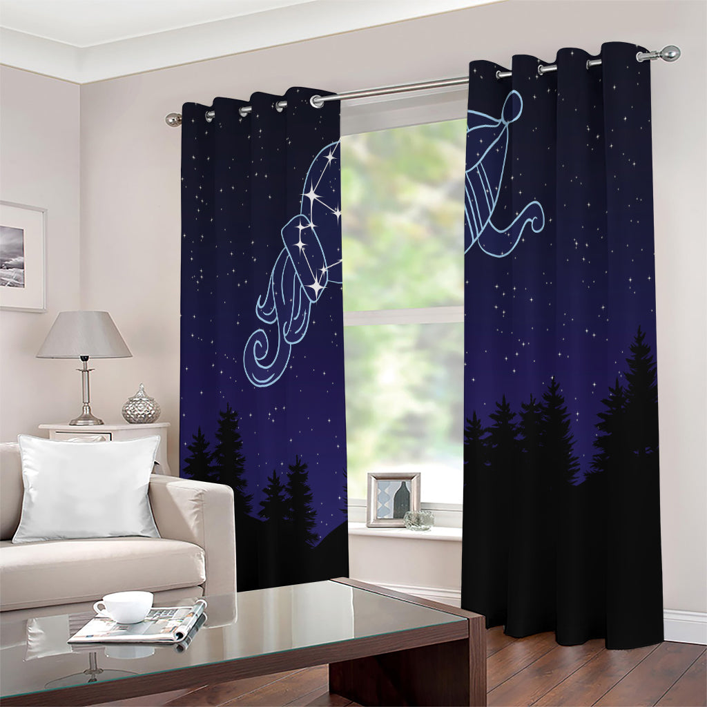 Aquarius Constellation Print Extra Wide Grommet Curtains