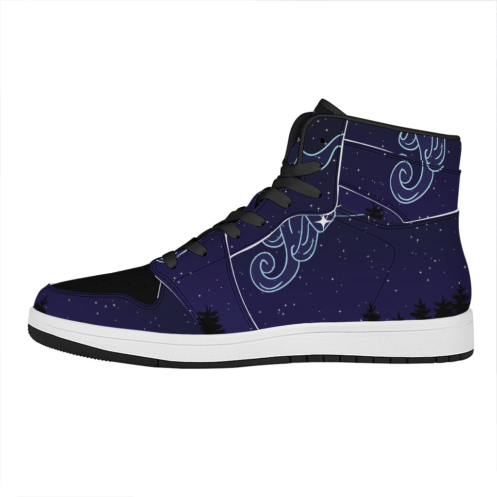 Aquarius Constellation Print High Top Leather Sneakers