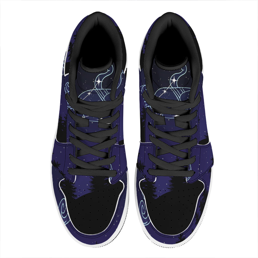 Aquarius Constellation Print High Top Leather Sneakers