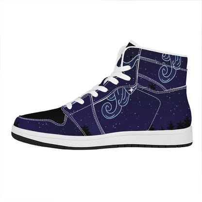 Aquarius Constellation Print High Top Leather Sneakers